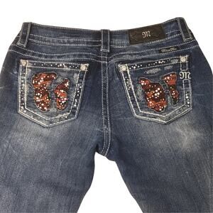 MISS ME Colorful Embellished Skinny Jeans Womens 27 Rhinestone Thick Stitch Y2K